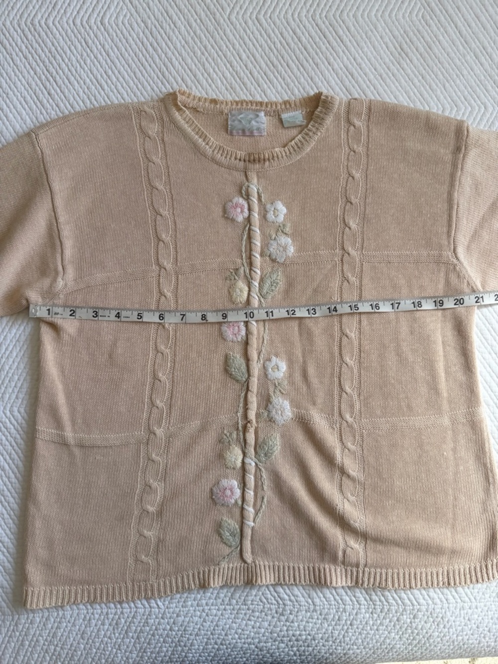 Vintage Artsy Boho Cottagecore Ramie Cotton Floral Grandma Embroidered Sweater - Picture 11 of 11